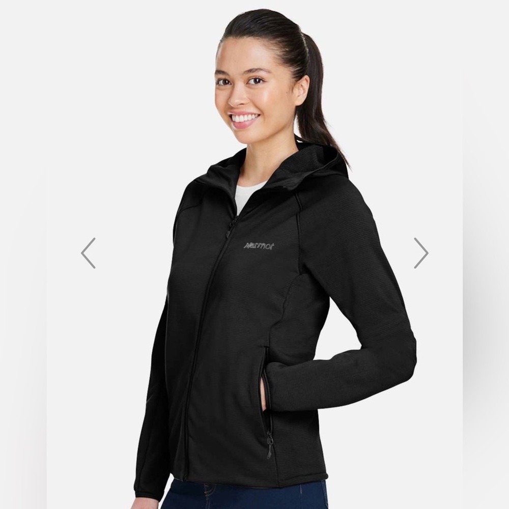 Marmot Women’s Black Leconte Full Zip Hooded Jacket size Small EUC - Picture 2 of 15